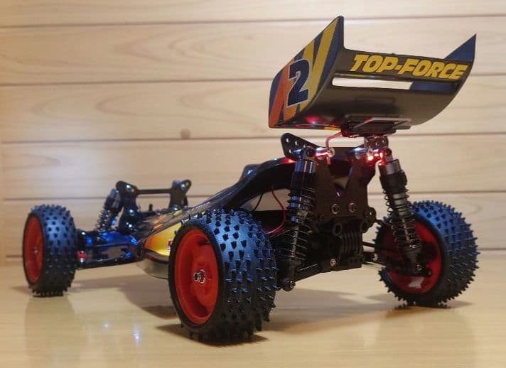 田宮トップフォースEVO.前後LEDライト付＆プロポバッテリー充電器完成品セット