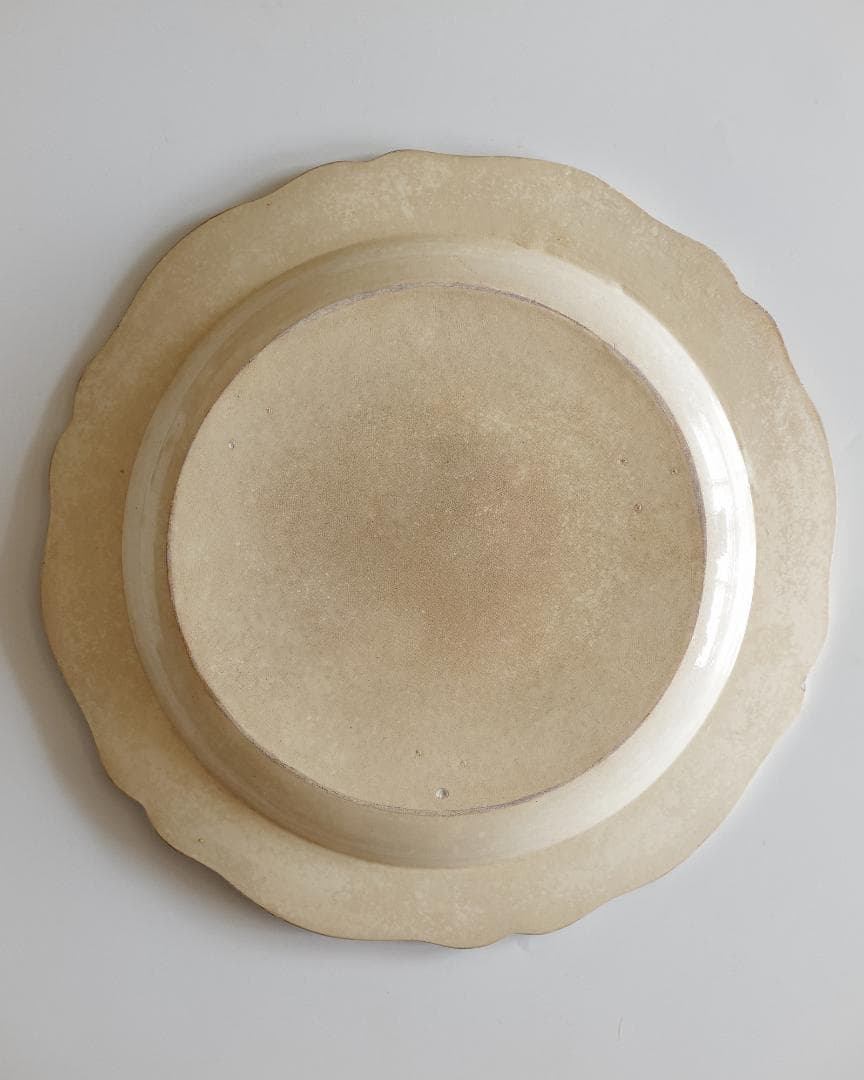 モントロー窯 1820年代 ファイアンスフィン 花リム大皿