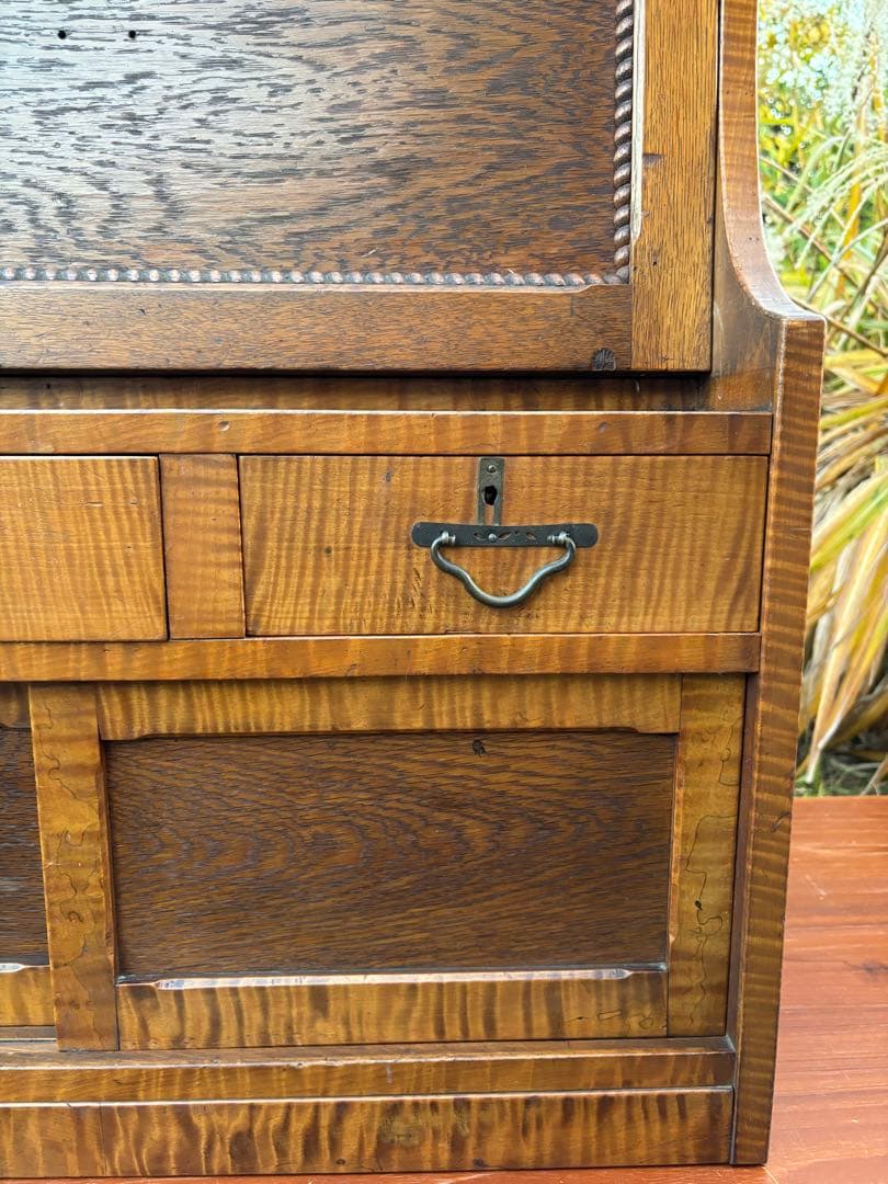 アンティーク 木製 帳場机ライティングビューロー デスク チェスト レトロ