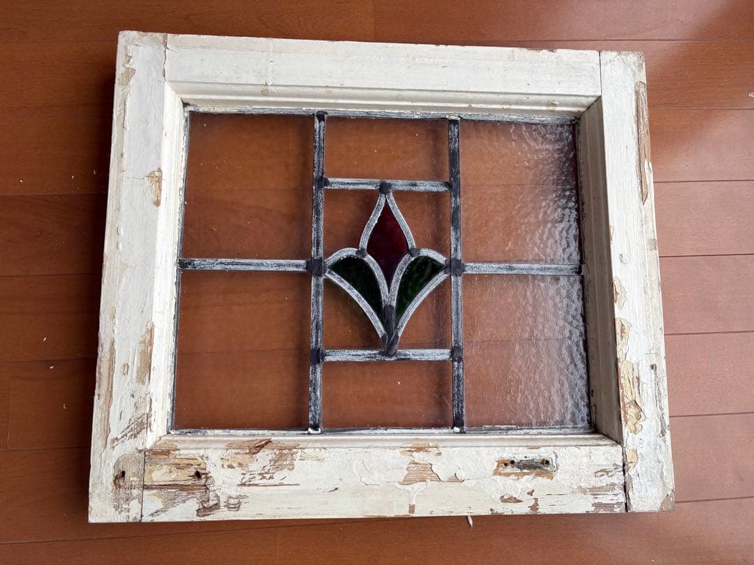英国アンティーク ステンドグラス 窓枠付きパネル｜イギリス製｜店舗什器・DIY