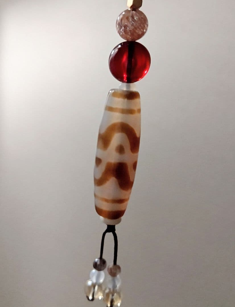 れん様◆天然石 御守りネックレス【六弁蓮花天珠】レア六吉祥 魔を断つ 好転 琥珀