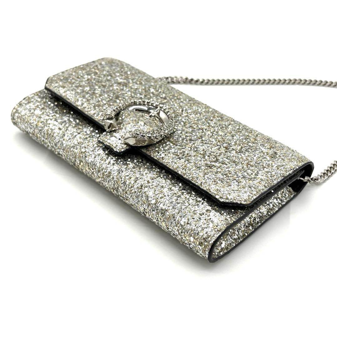 美品！正規品 ジミーチュウ グリッター チェーンバッグ ミニショルダー クラッチ