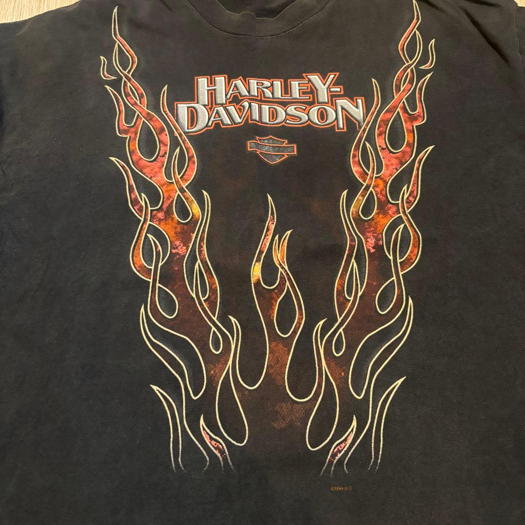 Harley Davidson red fire flamered Tシャツ