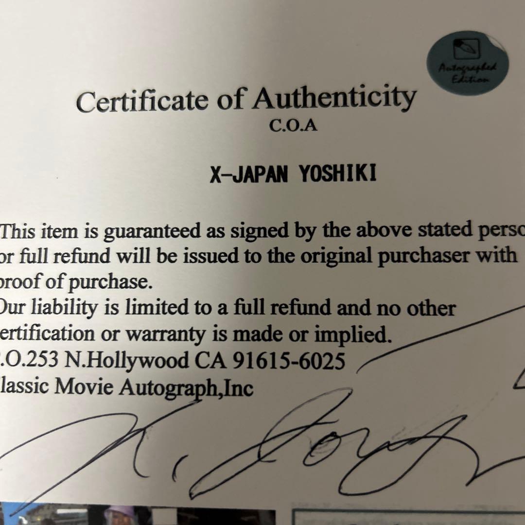 X JAPAN YOSHIKI 直筆サインフォト【20X25cm 6切り】価格