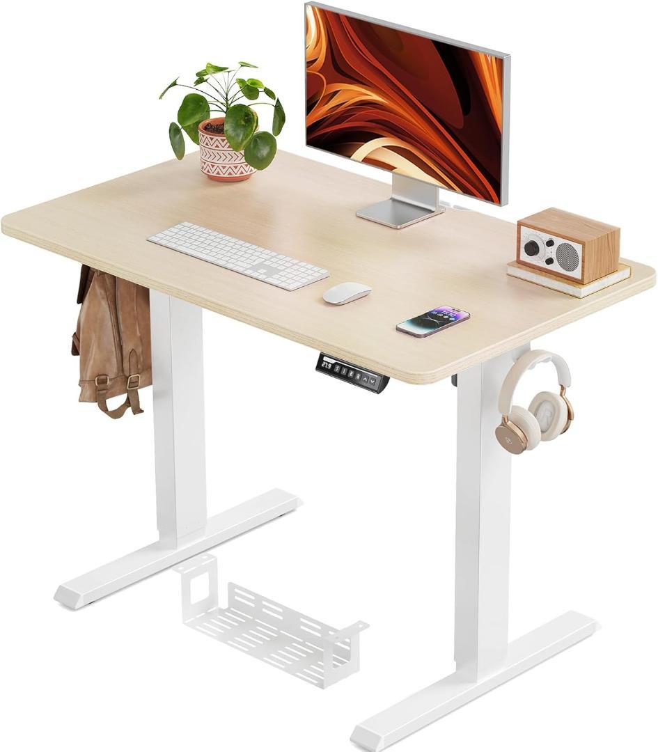 ErGear 一枚板電動昇降式デスク 幅100cm奥行き60cmナチュラル木目調