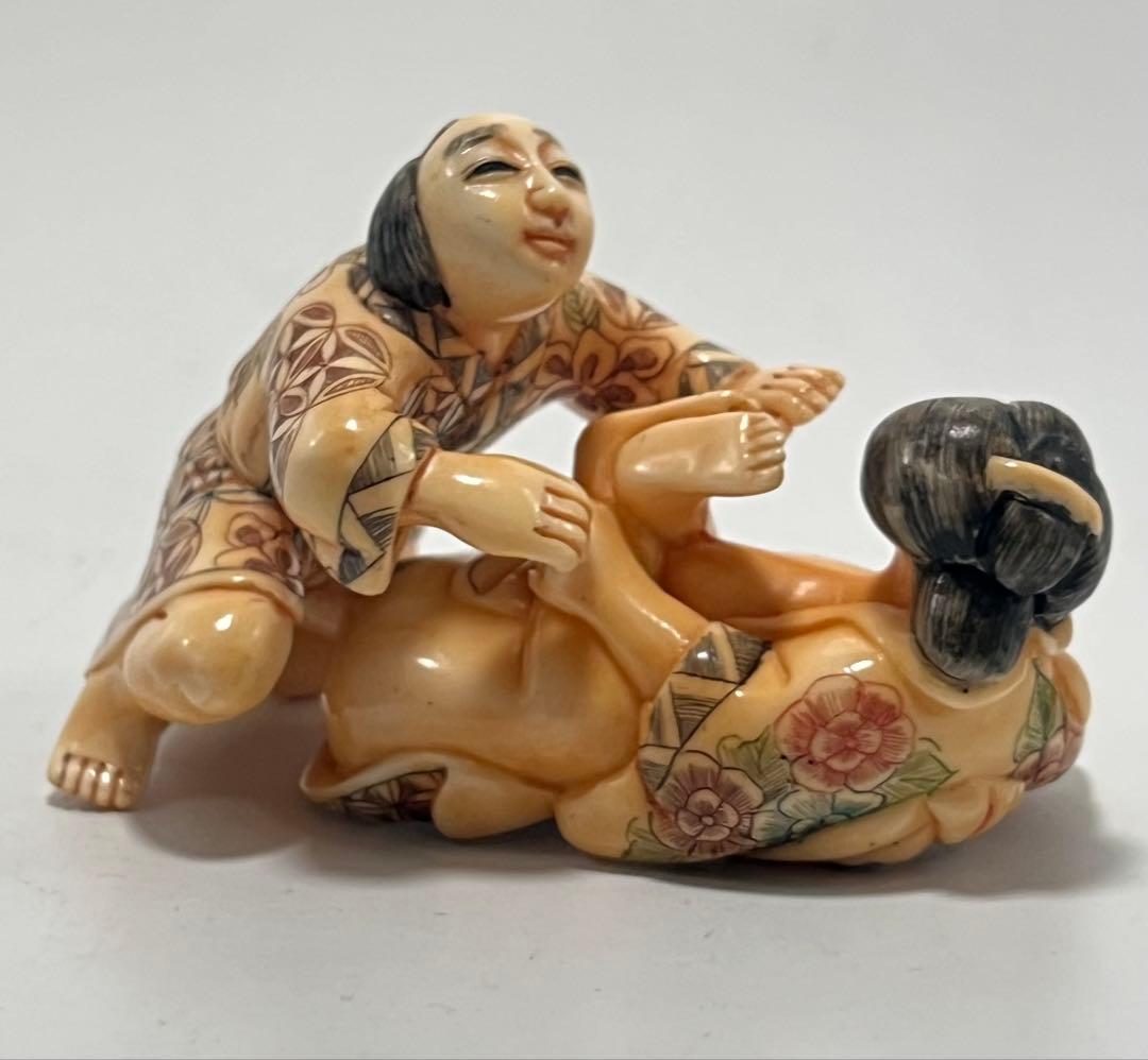 極上春画 根付 本抹香鯨 重さ:90g 　（提げ物 /緒締め ）M-044