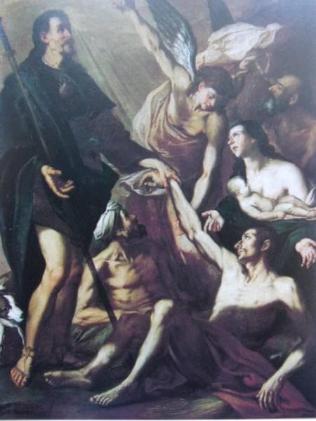 ミゲール・マルチ、ペスト患者を救済する聖ロケ、新品額装付、画集画、状態良好