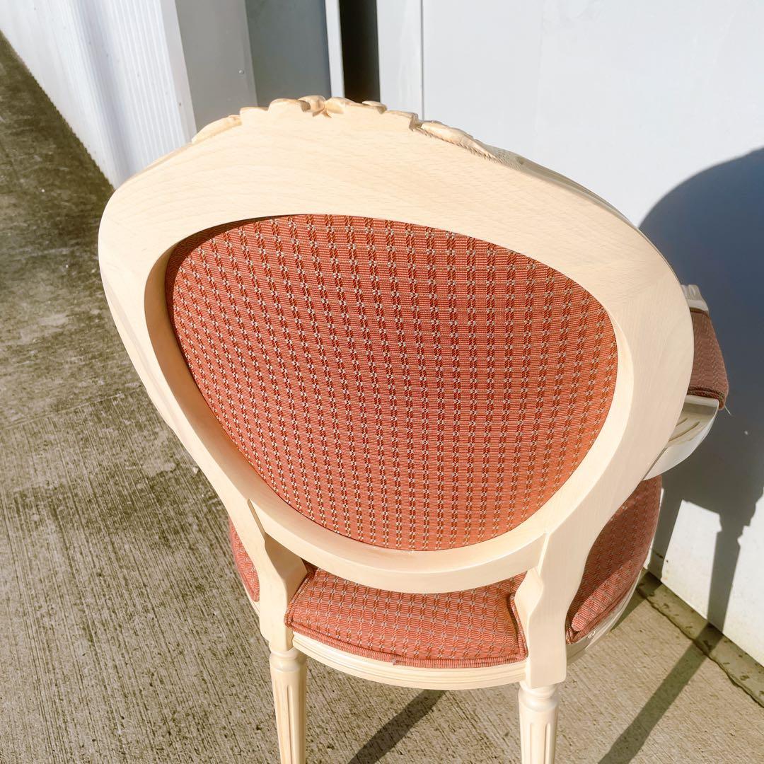 【美品①】ルイ16世様式 フランス華麗チェック織物張 メダリオンアームチェア