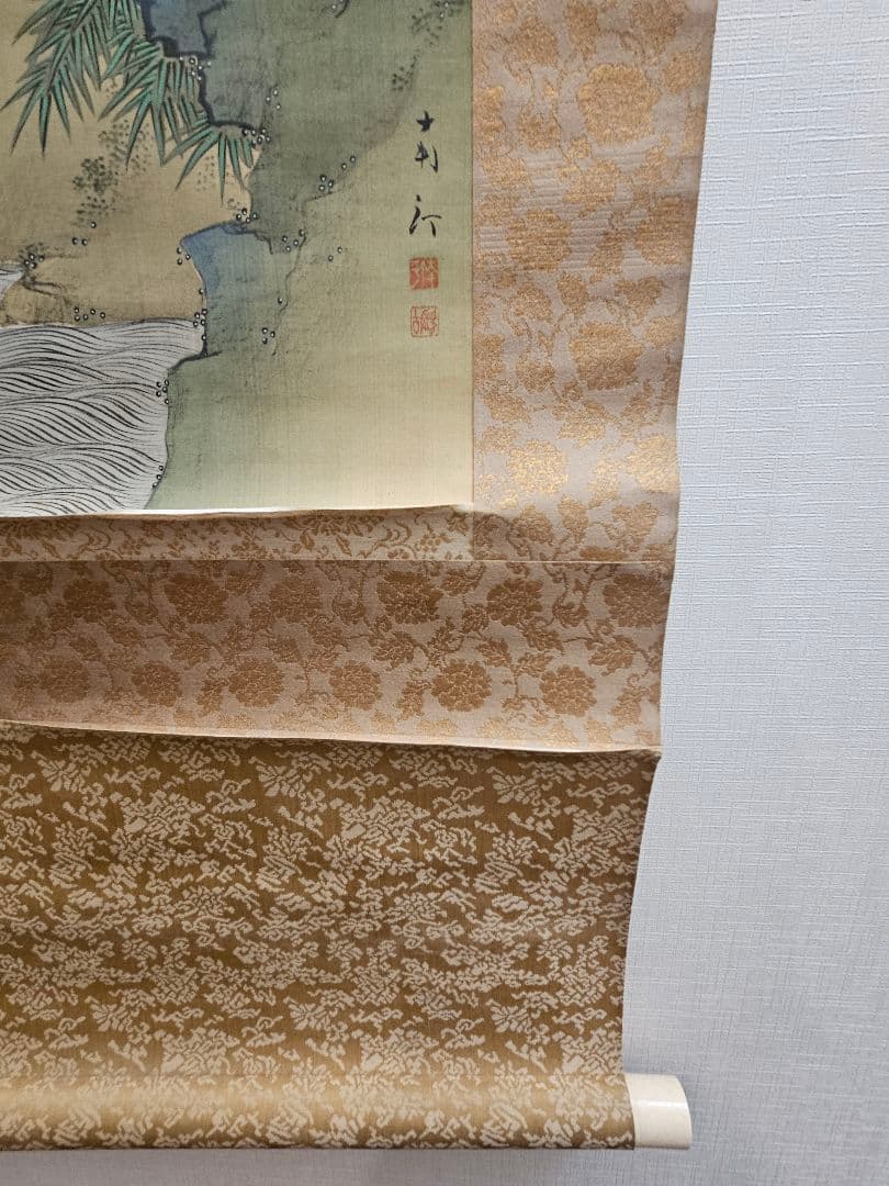 春木南汀 「蓬莱潭図」 双幅 絹本 肉筆 共箱 春木派宗家 山水画 掛軸 牙軸