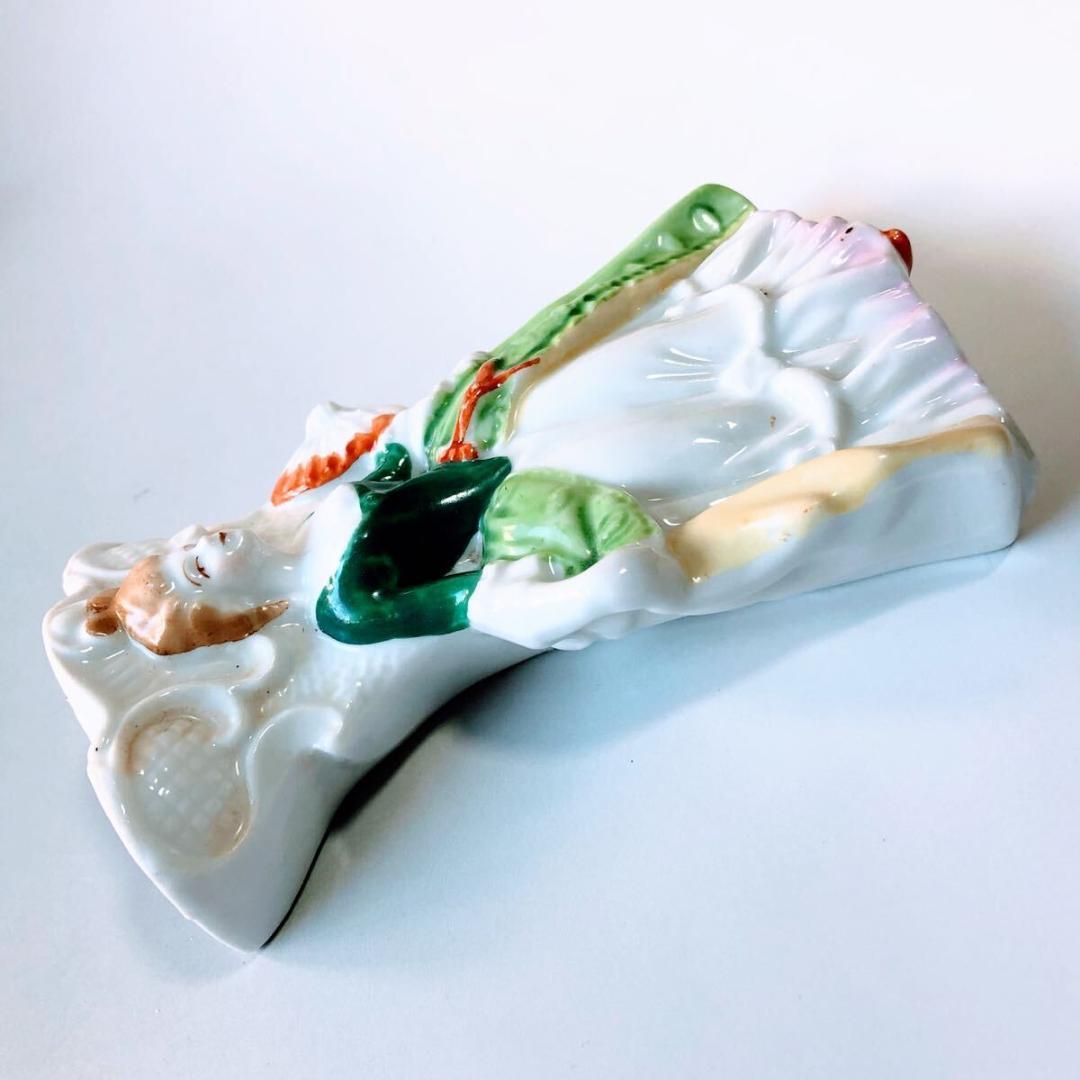 #3905 コロニアル・レディ 磁器製 壁掛けポケット花瓶 日本製 1950年