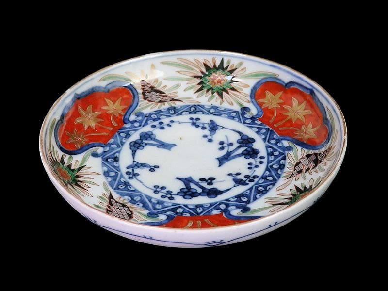 古伊万里　色絵　窓絵　貝の図　４寸皿　５枚　A137AS-CYs