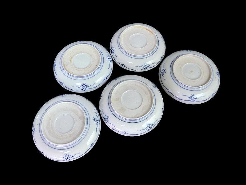 古伊万里　色絵　窓絵　貝の図　４寸皿　５枚　A137AS-CYs