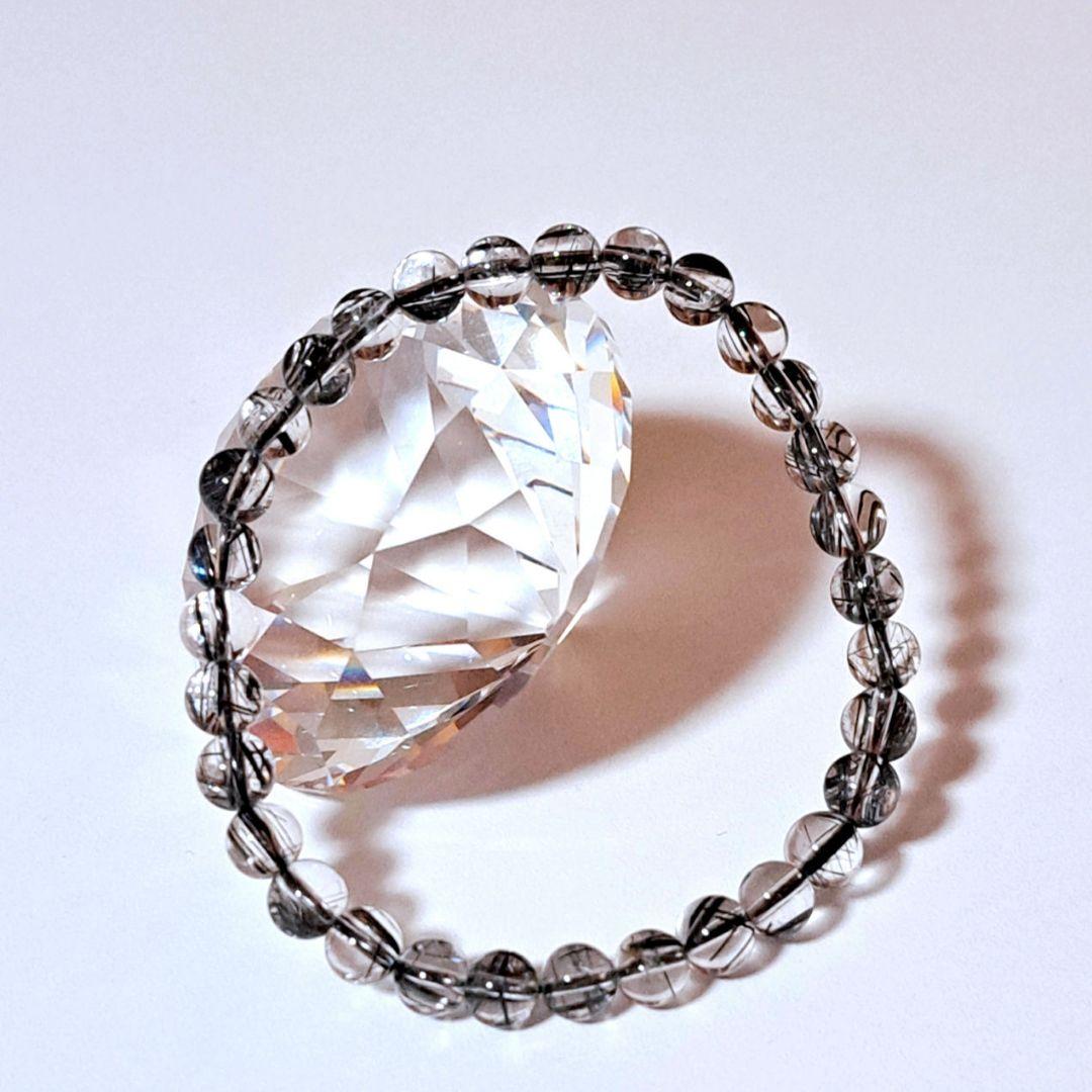 ブラックルチル クォーツ ブレスレット 二酸化チタンの本物ルチル 激レア品