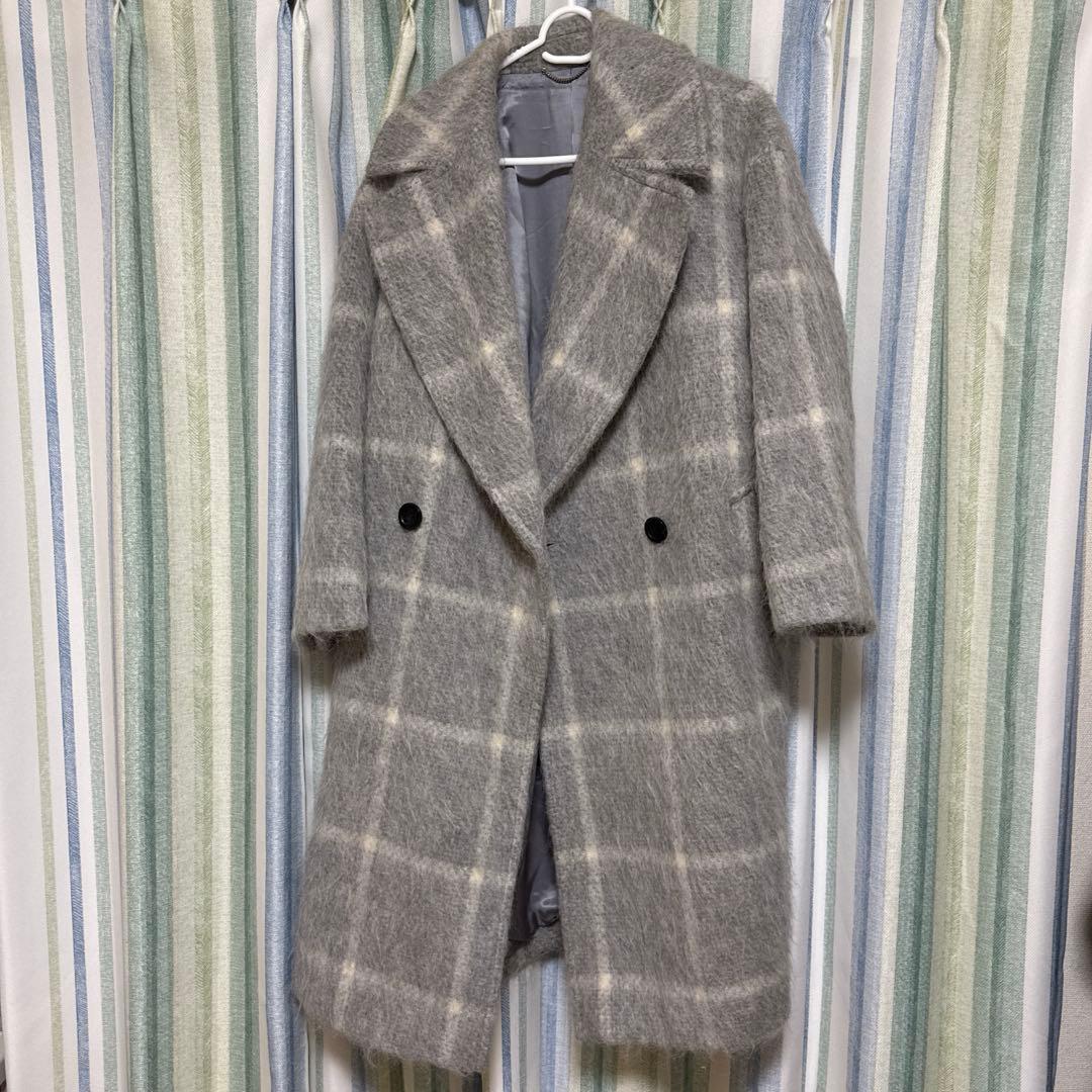 専用　23区　ＭＡＮＴＥＣＯ　シャギーチェック　コート　サイズ32