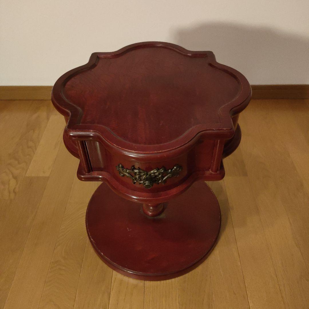 サイドテーブル 花びら型天井 引き出し付 ヴィンテージ アンティーク