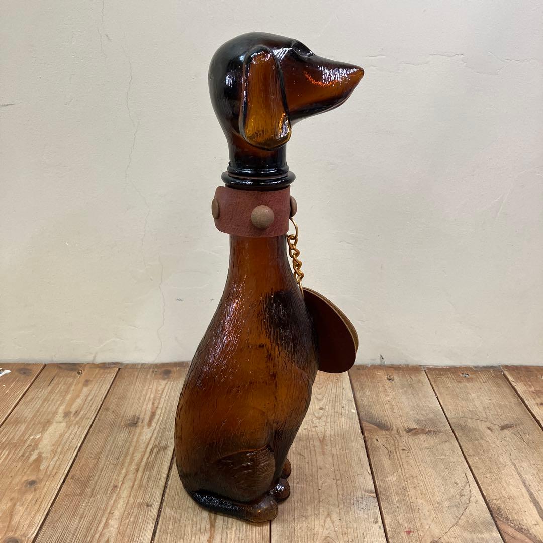 D-4 ② ヴィンテージ ダックスフント ダキャンタ デカンタ アンバーガラス