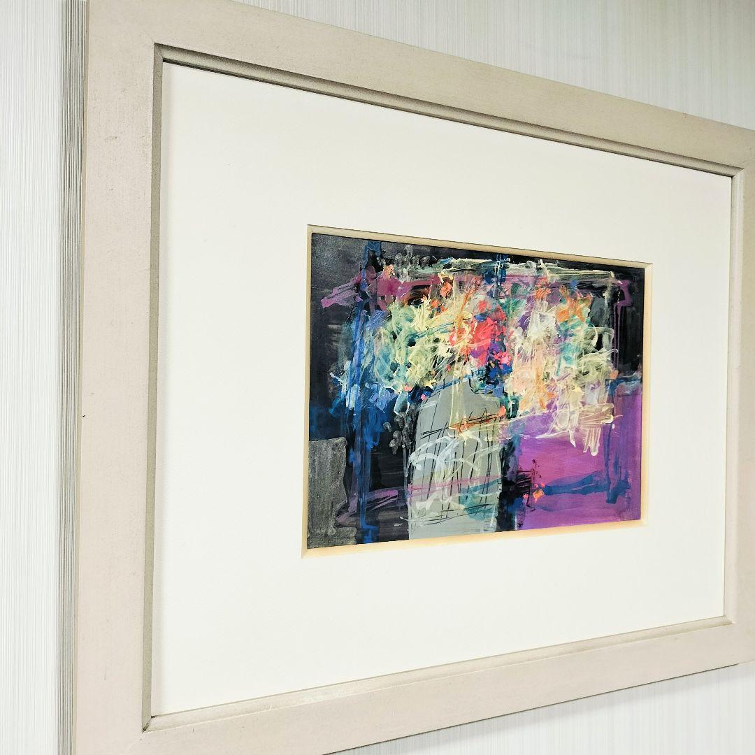 増島豊治　花(小)　額付　アクリルガッシュ　絵画　 原画　匿名配送