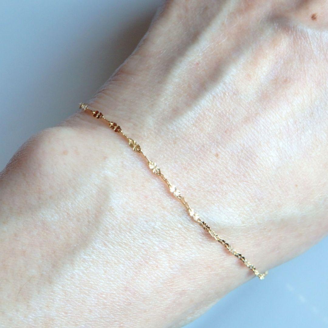 ちぃ　k18アンクレット　クローバーチェーン　1.6㎜幅つけっぱなし