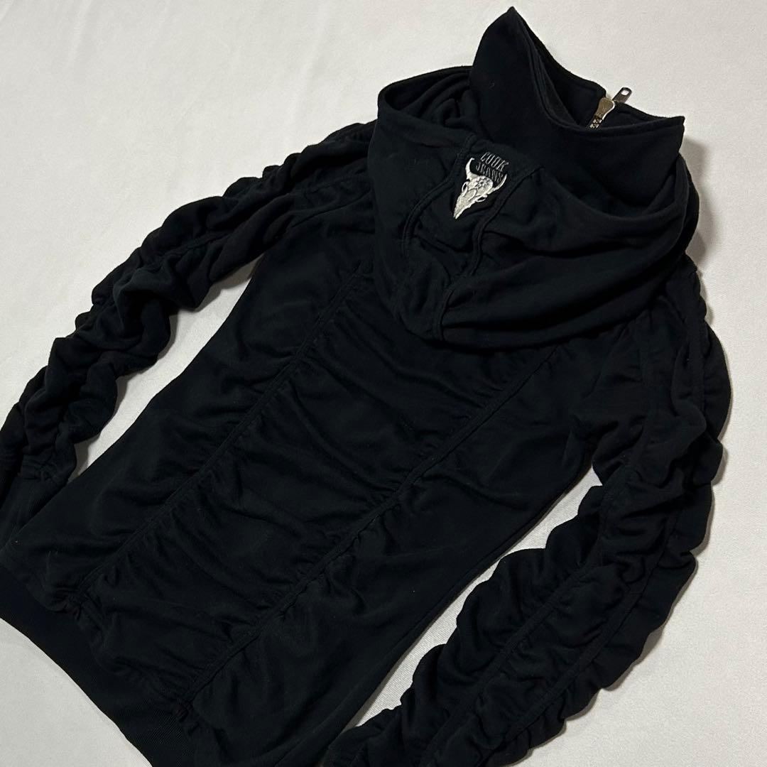 00s CookJeans 立体皺加工 シャーリング ジップパーカー お兄系