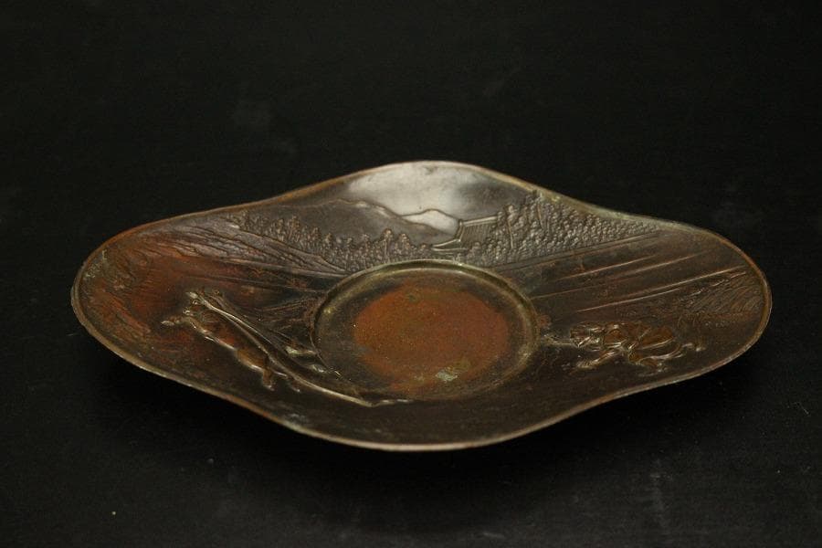 煎茶 銅 茶托 九件 二種(A321)