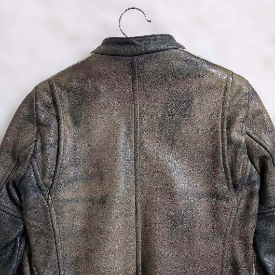 ショットクラシックレーサーレオパードヒョウ柄 XS ヴィンテージ加工　ライン