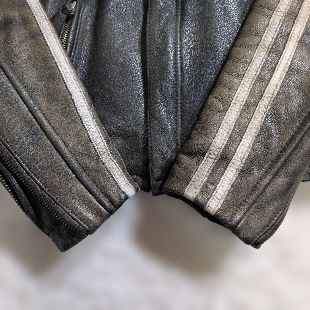 ショットクラシックレーサーレオパードヒョウ柄 XS ヴィンテージ加工　ライン