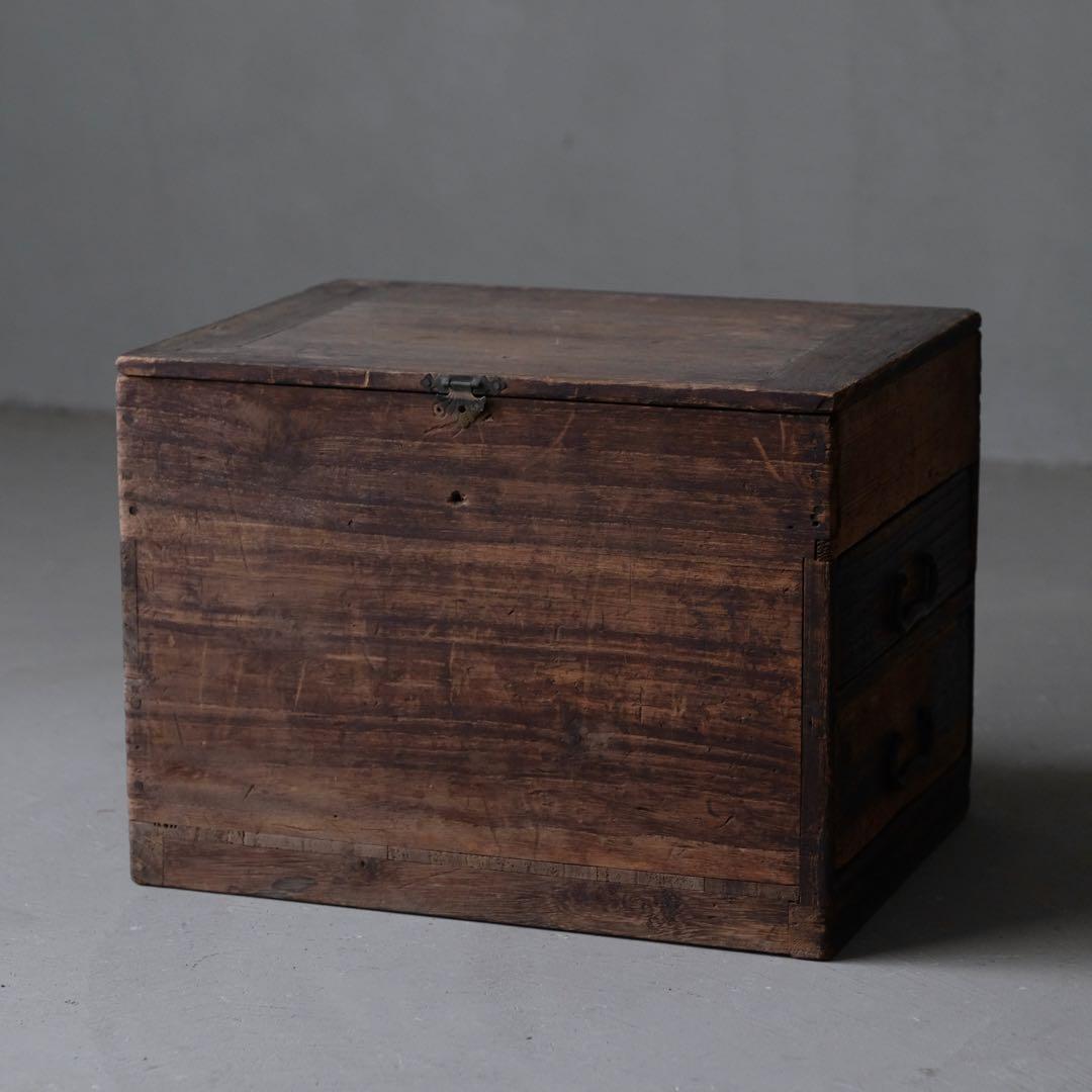 桐材＋檜材 蓋付き２杯小引き出し　抽斗 箪笥 書類棚 木箱 古家具 古道具 骨董