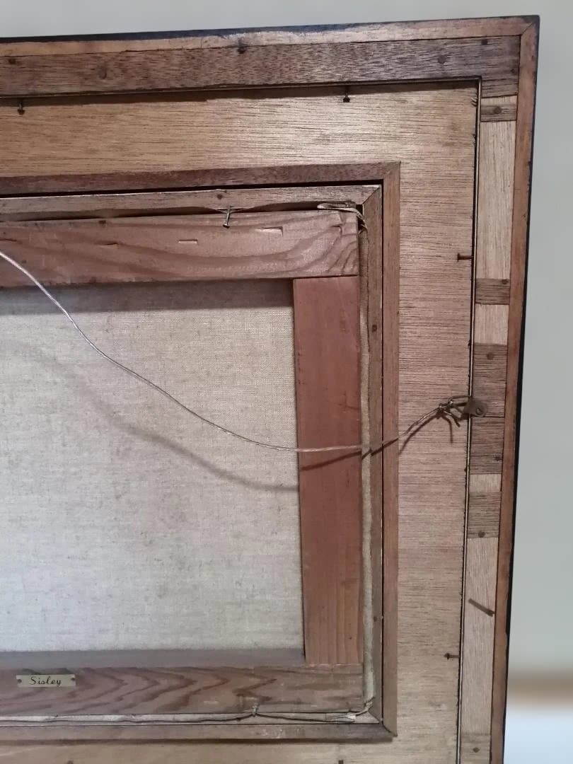 アルフレッド・シスレー「マルリー・ル・ロワの雪」油彩画プリント　額縁付き