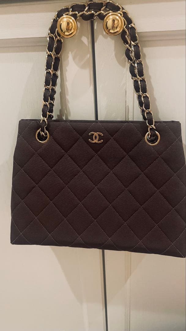シャネルCHANEL マトラッセ　コットンバッグ　ビンテージ　ダークブラウン