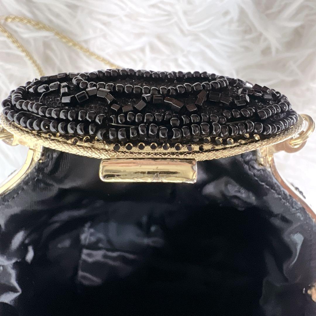 【希少】ルミーはしもと ビーズバッグ パーティーバック ショルダー 黒 ゴールド