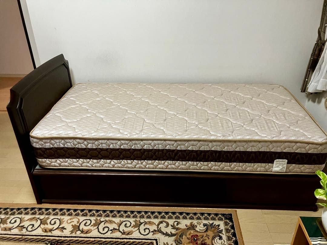 木製シングルベッド マットレス付き 収納あり