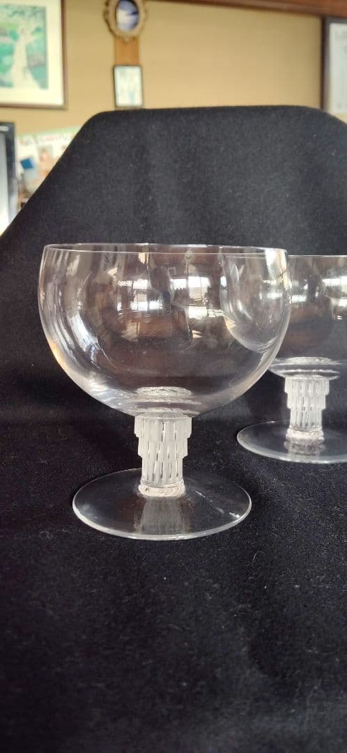 アンティーク　ラリックのブランディーグラス2客