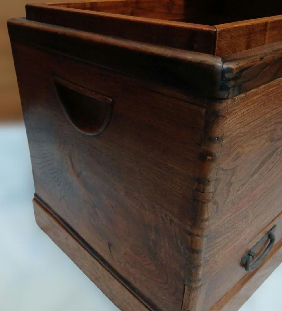 や*す様 レトロ　年代物　木製火鉢 引き出し付き 銅製内装