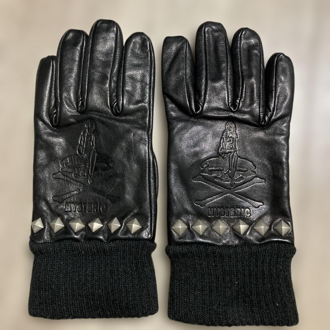 ヒステリックグラマー レザーグローブ　スタッズ　黒