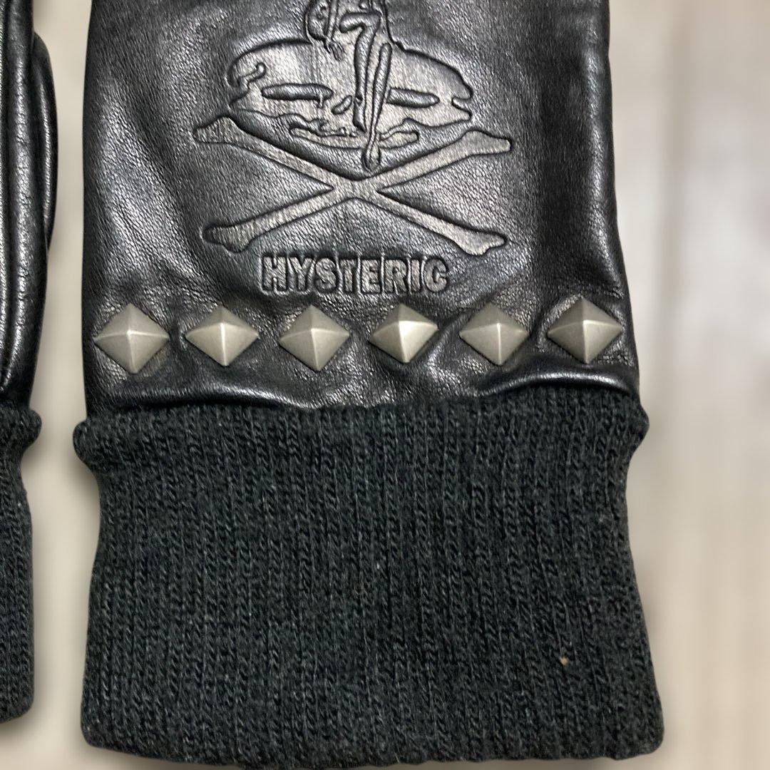 ヒステリックグラマー レザーグローブ　スタッズ　黒