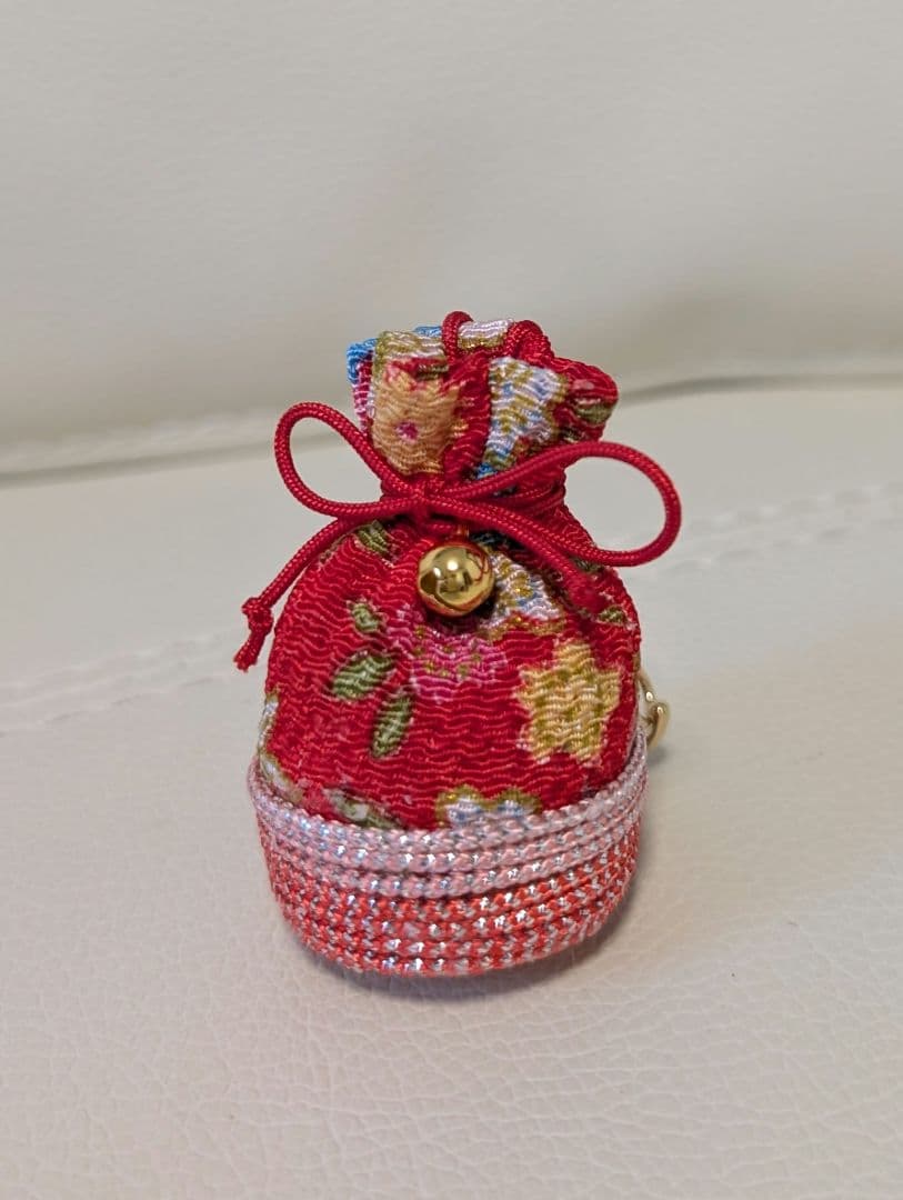 和柄巾着チャーム(パワーストーン入り)