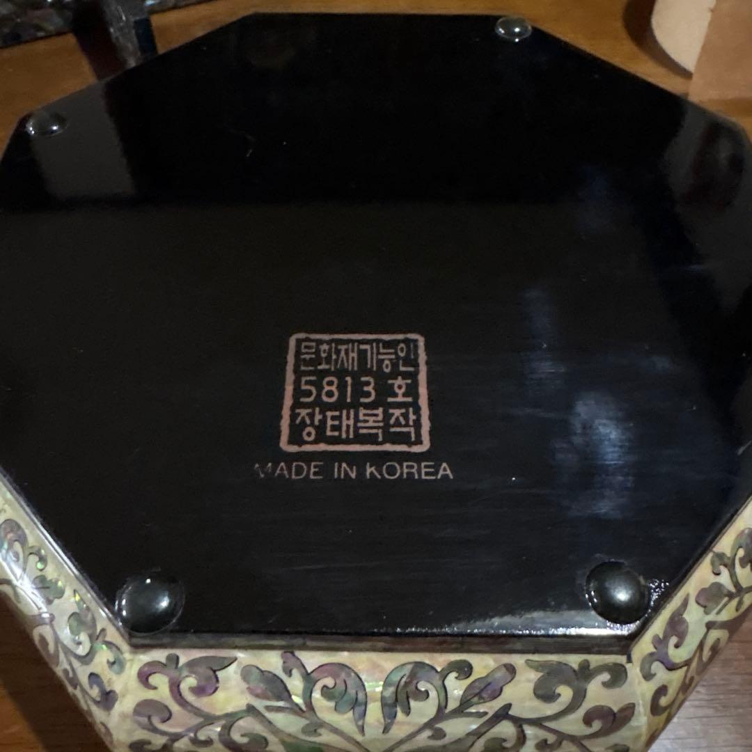 韓国螺鈿工芸品八角形菓子入れ