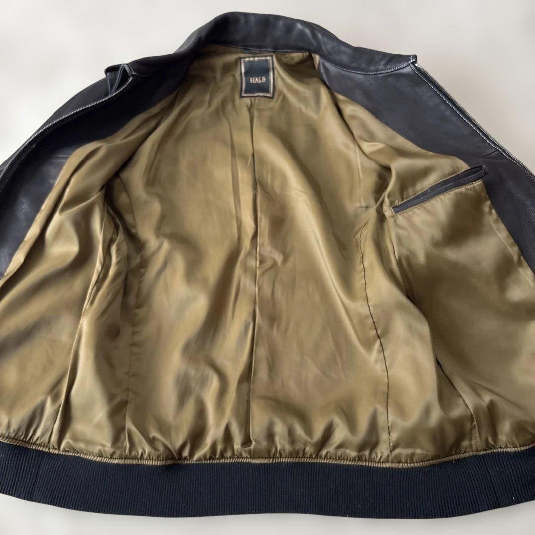 YJ125シングルライダースL　山羊革　黒　エポレット　裏地カーキ