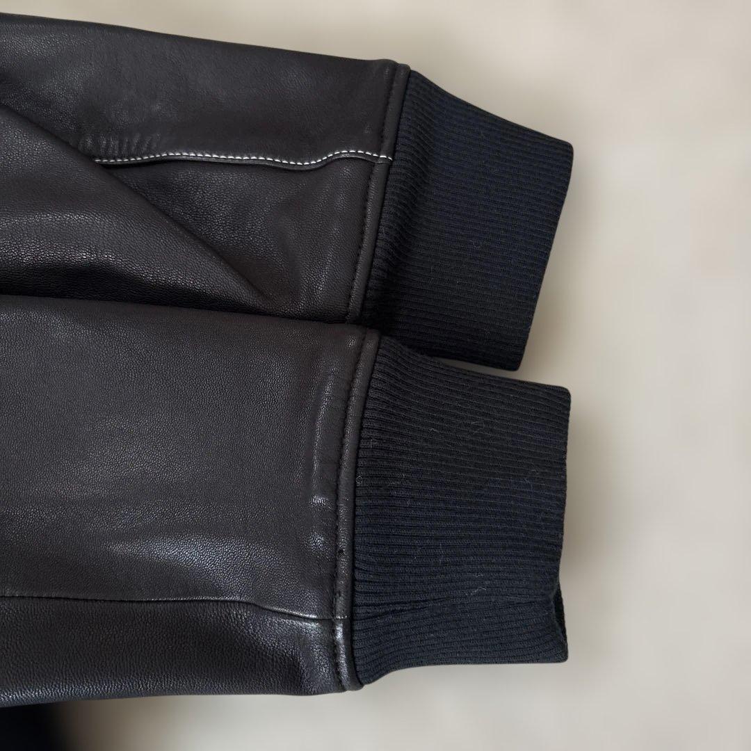 YJ125シングルライダースL　山羊革　黒　エポレット　裏地カーキ