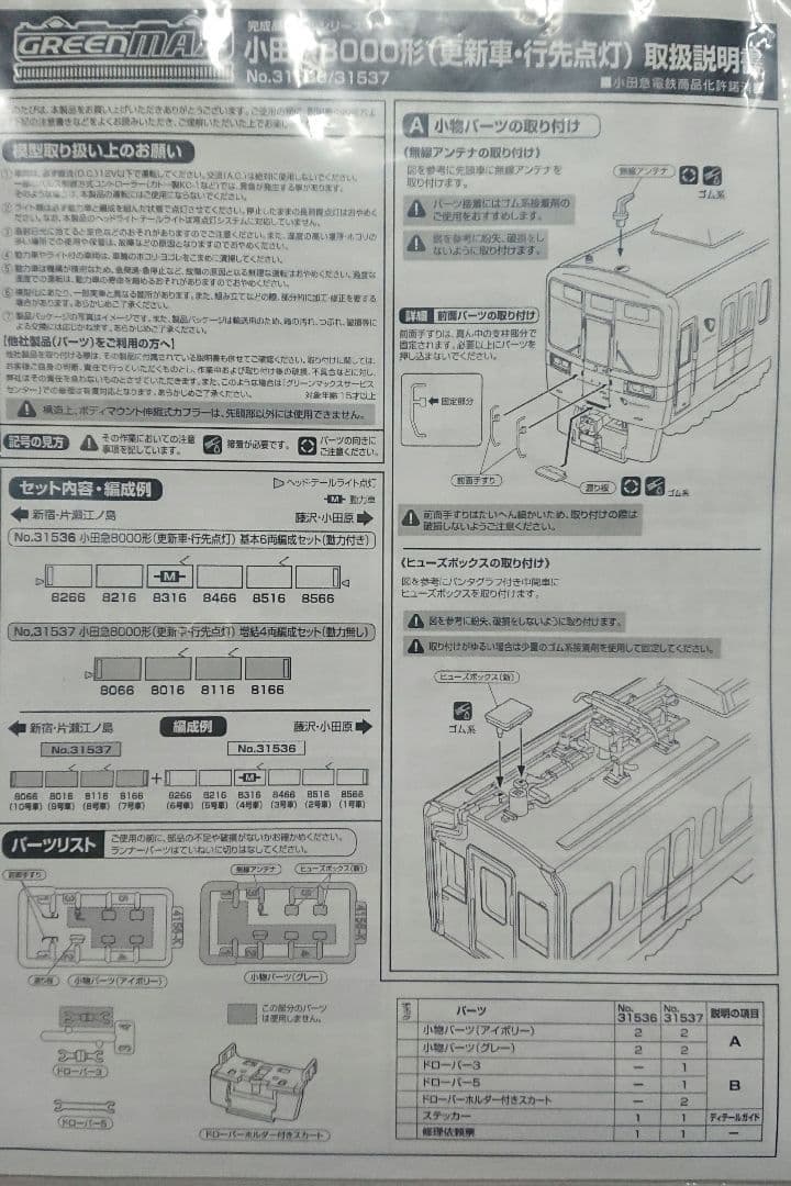 Nゲージ グリーンマックス 小田急8000形 行き先点灯 更新車 10両セット