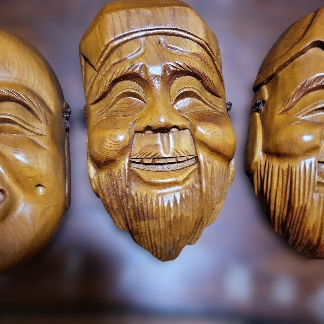 七福神 木製彫刻面