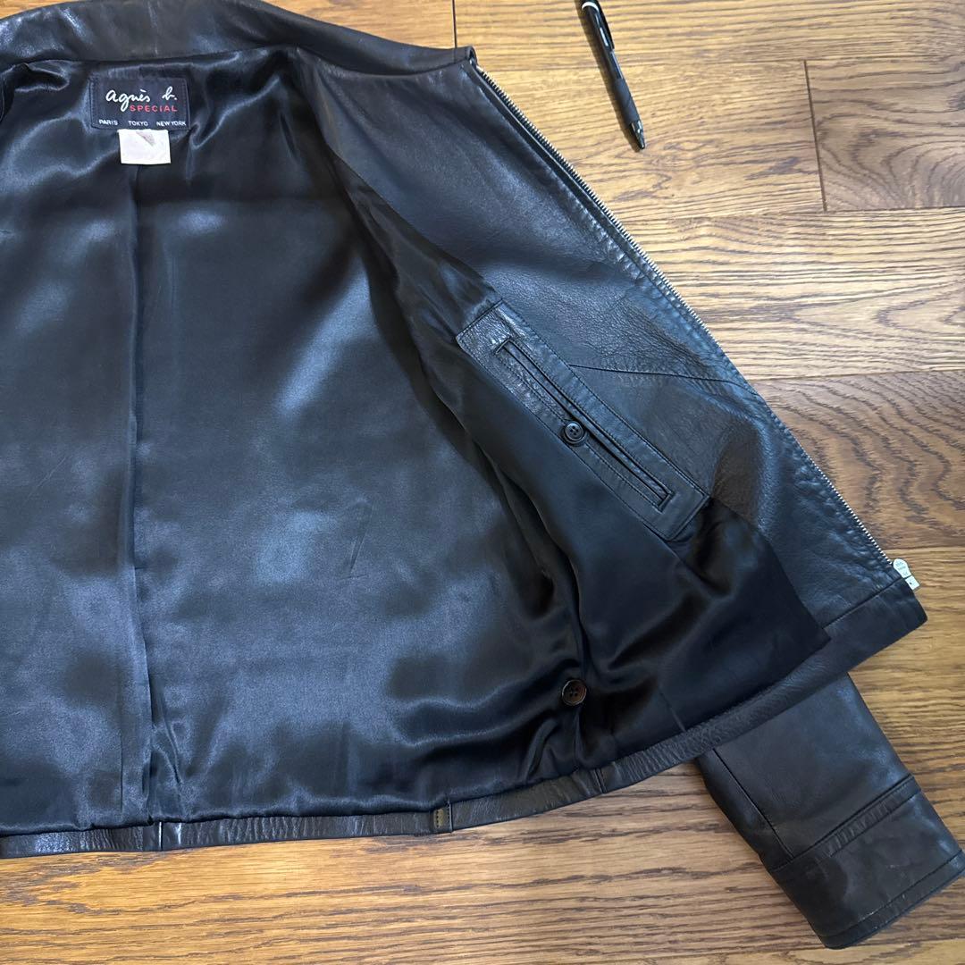 (クリーニング済)agnes b. レザージャケット size2 短丈 希少