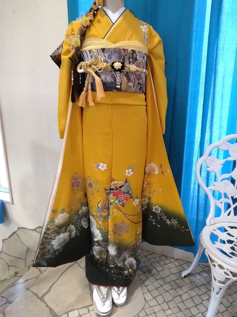 振袖フルセット、正絹振袖、成人式、重ね衿、帯揚げ、帯締め、西陣袋帯