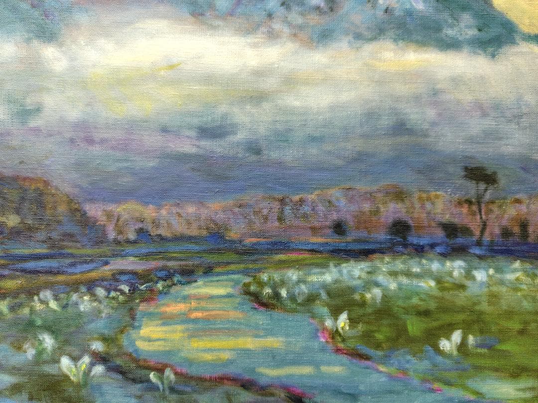 P15「尾瀬ヶ原（朝）」1992 油絵 油彩画 絵画 アート 風景画 至仏山