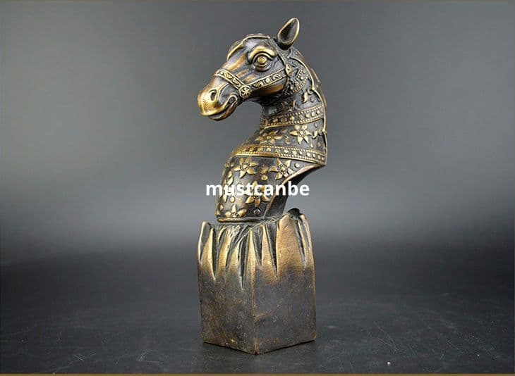 銅器 馬頭印章 干支馬 書房装飾 書道具 文房具 工芸品 置物