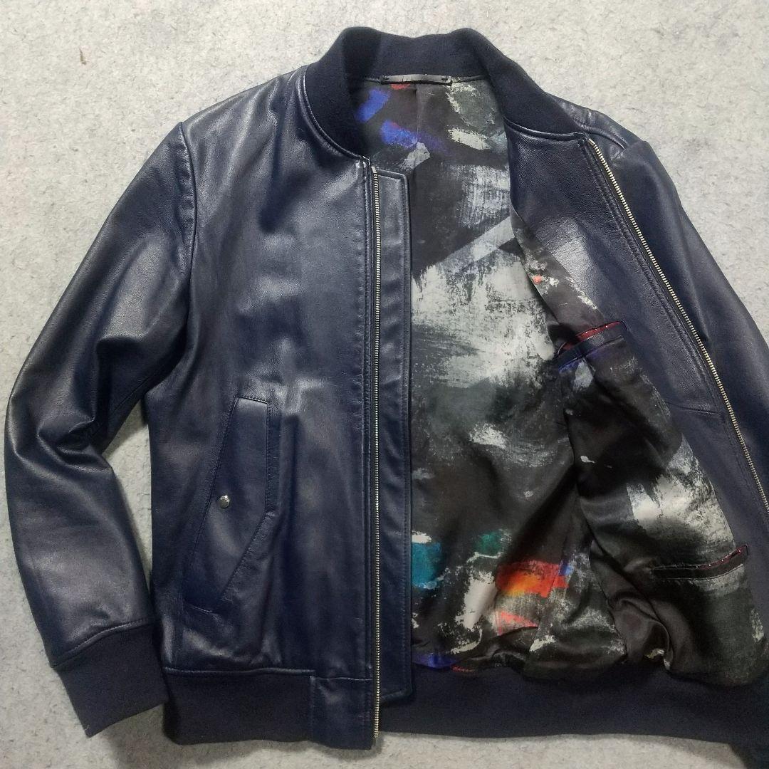 美品 L ポールスミス レザージャケット ブルゾン ボンバー MA1 革ジャン
