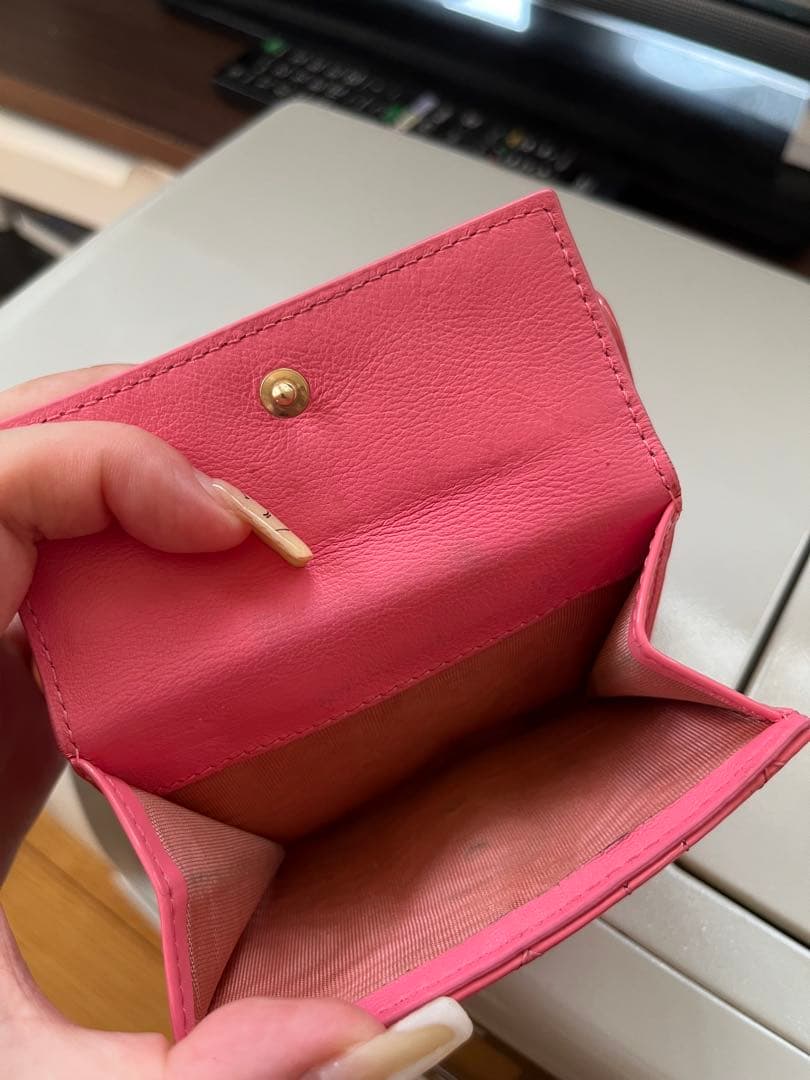 Christian DIOR レディディオール　カナージュ　三つ折り財布