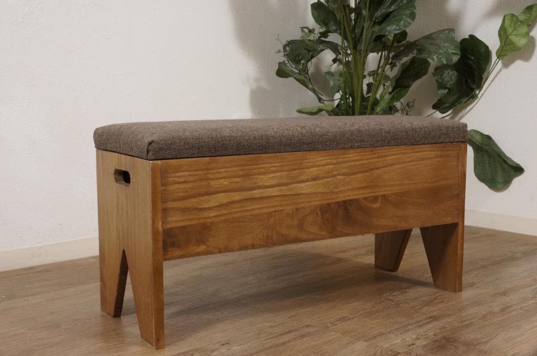 【新品・未使用】　北欧調ベンチチェアー　スツール　椅子 収納庫　幅70cm