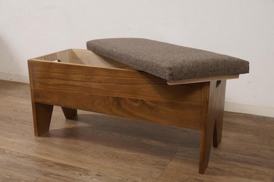 【新品・未使用】　北欧調ベンチチェアー　スツール　椅子 収納庫　幅70cm