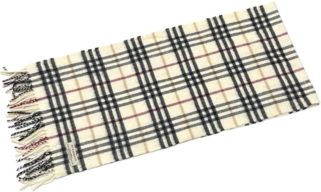 バーバリー マフラー ノバチェック カシミヤ 英国 スコットランド 近年ホワイト